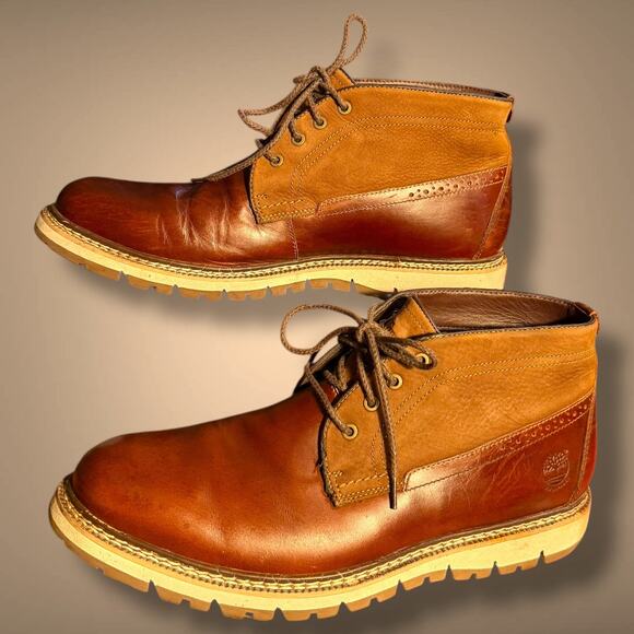Men's Size 11 TIMBERLAND Britton Hill Waterproof Chestnut Leather Chukka Boots - Picture 5 of 12